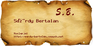 Sárdy Bertalan névjegykártya